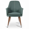 Modern groene stoel met houten poten en gestikte bekleding