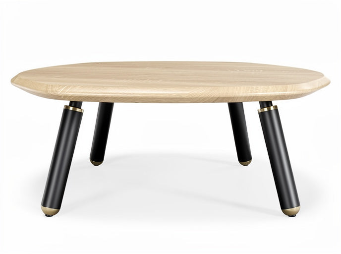 Modern houten salontafel met zwarte poten