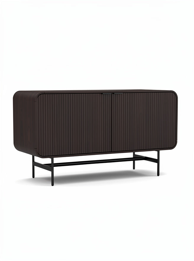Moderne bruine kast met ribbelontwerp en metalen onderstel